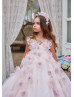 Short Sleeves Tulle Rosette Fiarytale Flower Girl Dress